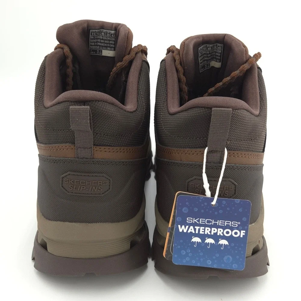 Skechers Glide-Step Randell Brecken Boots Men 11M Brown Waterproof Slip In NEW